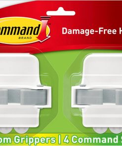 Command Broom Grippers. 2 Hangers and 4 Strips. Damage-Free Mop and Broom Holder Wall Mount. Household Cleaning Tool Organizer for Kitchen. Laundry Room. Closet. Holds up to 4 lb